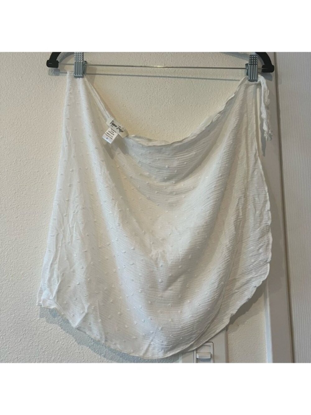 Semi Sheer White Polka Dot Mini Wrap Cover Up Skirt Size Small